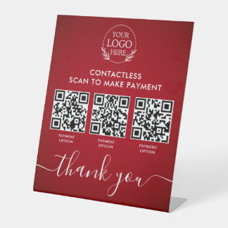 Custom Retail Pedestal Sign with Multi-QR Code Pay