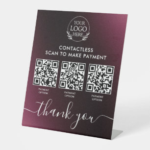 Custom Retail Pedestal Sign with Multi-QR Code Pay