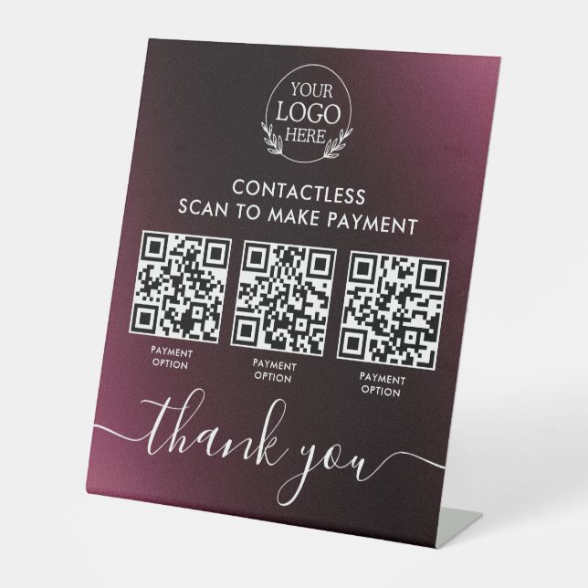 Custom Retail Pedestal Sign with Multi-QR Code Pay (Front)