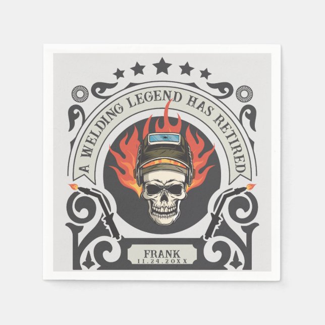 Custom retired welder legend add name napkin (Front)