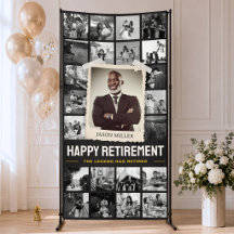 Custom Retirement Banner, Retro Photo Collage 4x8'