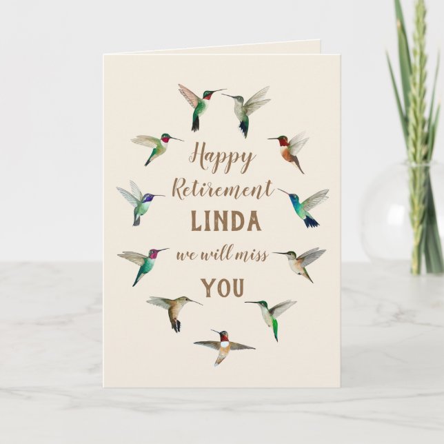 Custom Retirement Hummingbirds Card (Front)