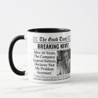 Custom Retirement Mug, Fun Gift Idea Newspaper