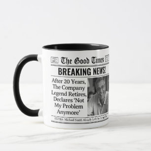 Custom Retirement Mug, Fun Gift Idea Newspaper  Mug