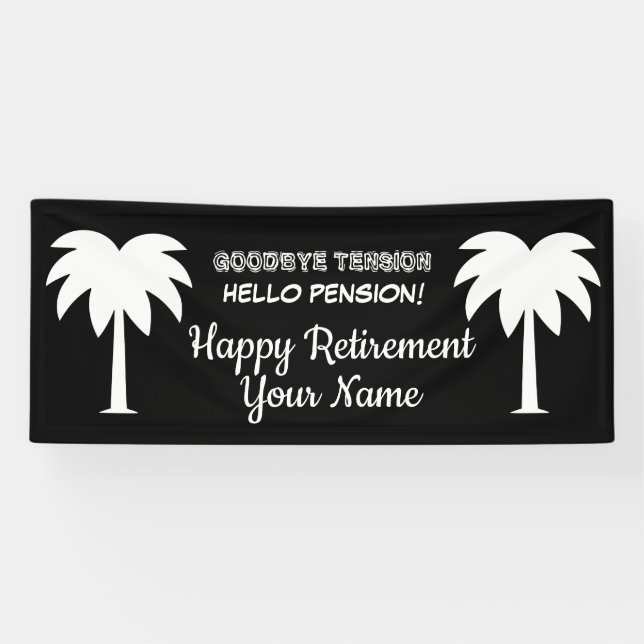 Custom retirement party banner sign with palm tree (Horizontal)