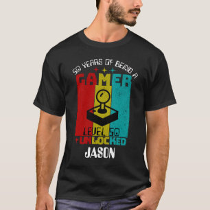 Custom retro 50 years Level 50 Unlocked Birthday T-Shirt