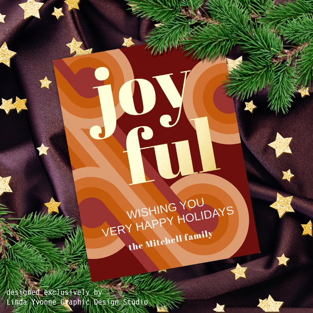 Custom Retro Abstract Waves Art Pattern Real Gold  Foil Holiday Postcard (Creator Uploaded)