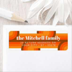Custom Retro Abstract Waves Art Pattern Return Address Label