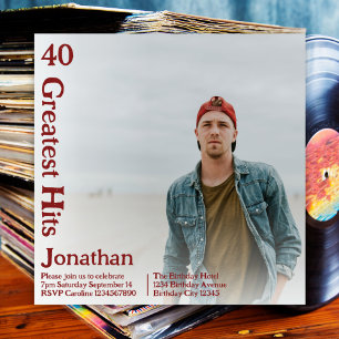 Custom Retro Album Cover Music 40th Birthday Invitation