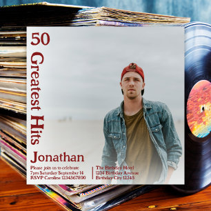 Custom Retro Album Cover Music 50th Birthday Invitation