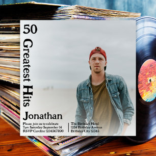 Custom Retro Album Cover Music 50th Birthday Invitation