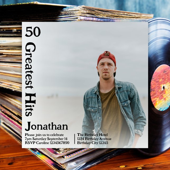 Custom Retro Album Cover Music 50th Birthday Invitation (Creator Uploaded)