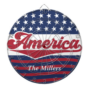 Custom Retro America Flag 4th Of July Dartboard