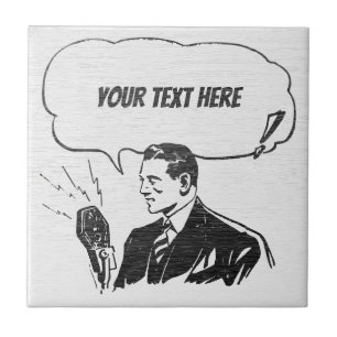 Custom Retro Announcer Comic Ceramic Tile