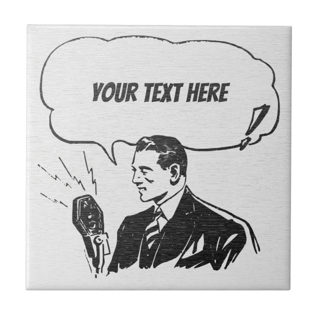Custom Retro Announcer Comic Ceramic Tile (Front)