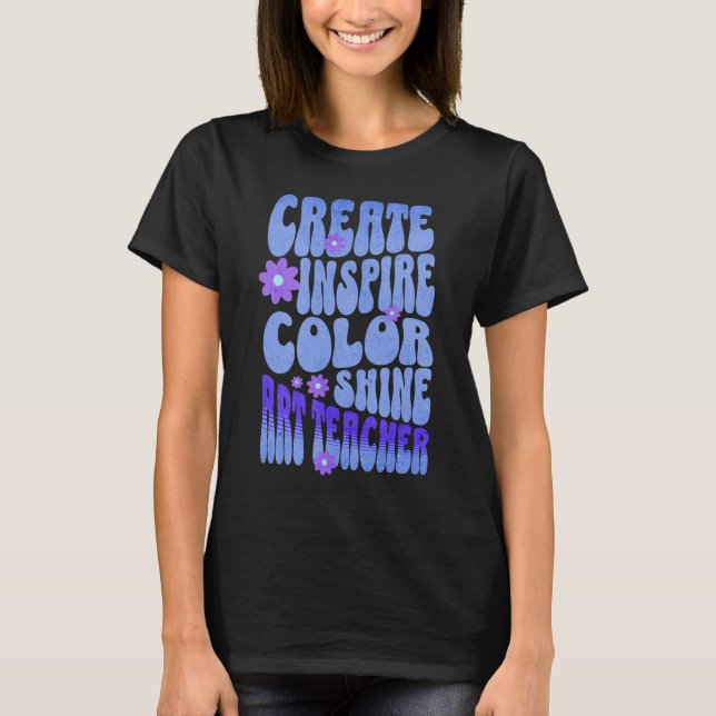 Custom Retro Best Art Teacher Ever Inspirational  T-Shirt (Front)