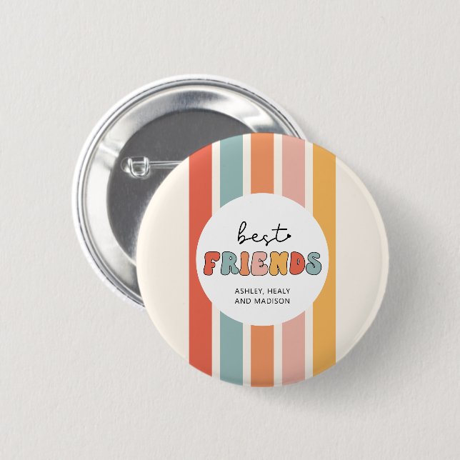 Custom Retro Best Friends BFFs Cute Besties Gifts 6 Cm Round Badge (Front & Back)