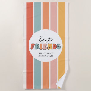 Custom Retro Best Friends BFFs Cute Besties Gifts Beach Towel