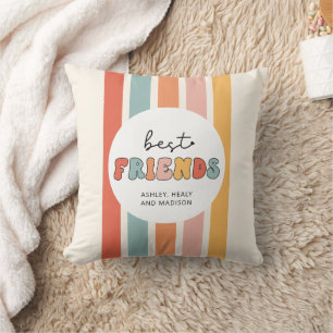 Custom Retro Best Friends BFFs Cute Besties Gifts Cushion