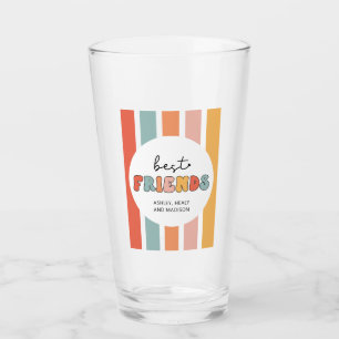 Custom Retro Best Friends BFFs Cute Besties Gifts Glass