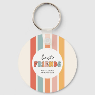 Custom Retro Best Friends BFFs Cute Besties Gifts Key Ring