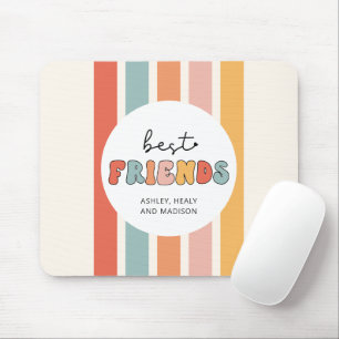 Custom Retro Best Friends BFFs Cute Besties Gifts Mouse Pad