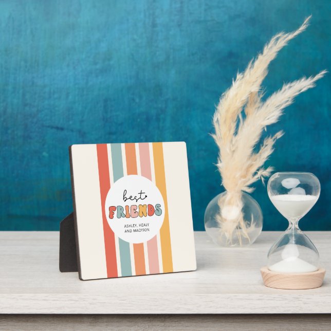 Custom Retro Best Friends BFFs Cute Besties Gifts Plaque (Insitu)