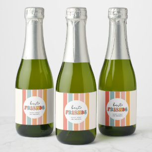 Custom Retro Best Friends BFFs Cute Besties Gifts Sparkling Wine Label
