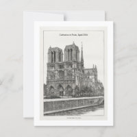 Custom retro black and white Notre Dame postcard