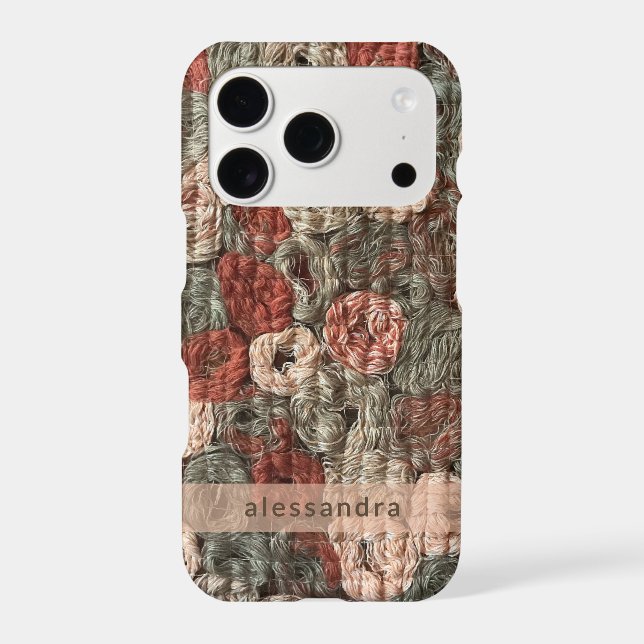 Custom Retro Boho Brown Abstract Textile 3D Look  (Back)