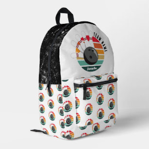 Custom Retro Bowling Pins Team & Player Name Printed Backpack