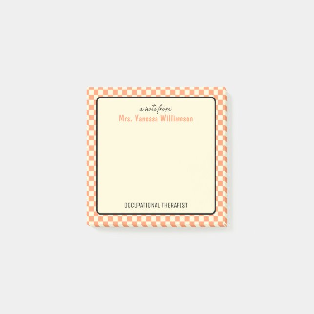 Custom Retro Check Pattern Occupational Therapist  Post-it Notes (Front)