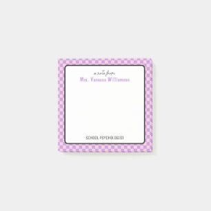 Custom Retro Check Pattern School Psychologist Post-it Notes