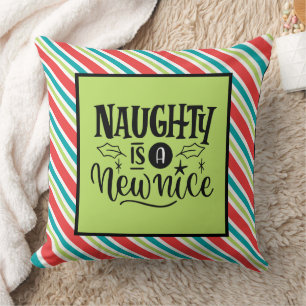 Custom Retro Christmas "Naughty is a New Nice" Cushion