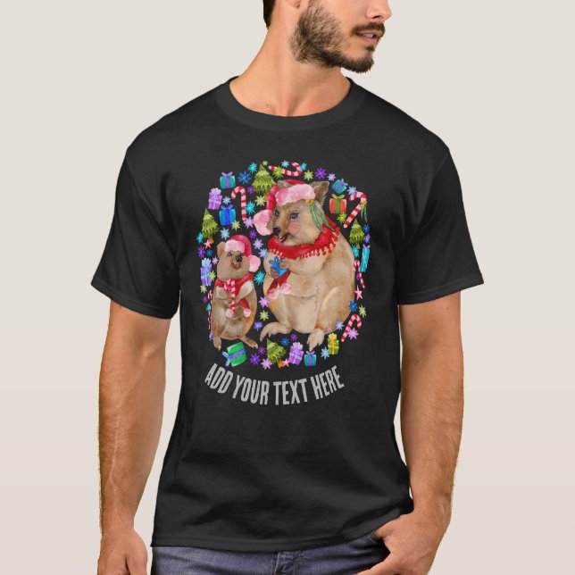 Custom Retro Christmas Quokka T-Shirt (Front)