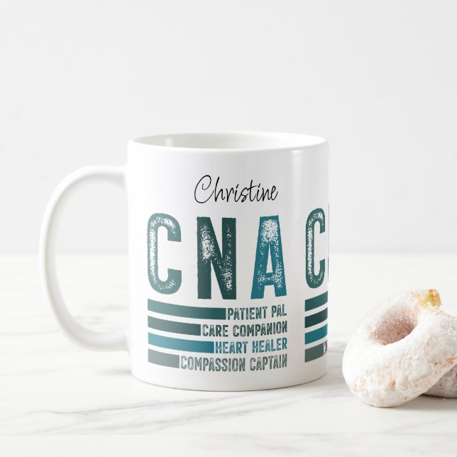 Custom Retro CNA Nursing Coffee Mug (With Donut)