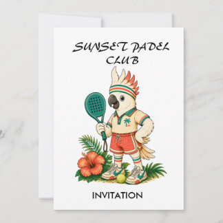 Custom Retro Cockatoo Junior Padel Club Kids Invitation