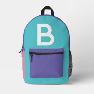 Custom Retro Colour Block Initial Backpack