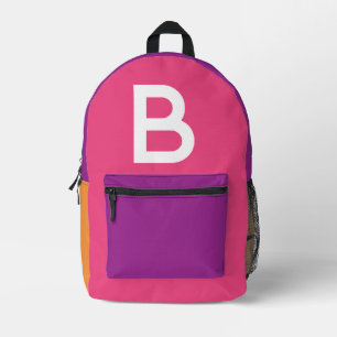Custom Retro Colour Block Initial Backpack