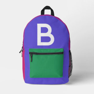 Custom Retro Colour Block Initial Backpack