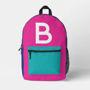 Custom Retro Colour Block Initial Backpack