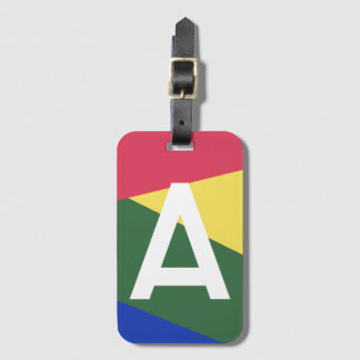 Custom Retro Colour Block Monogram Luggage Tag