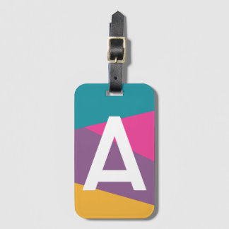 Custom Retro Colour Block Monogram Luggage Tag