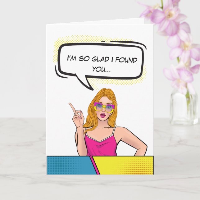 Custom Retro Comic Couple Funny Valentines Day Card (Orchid)