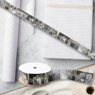 Custom Retro Cool Trendy Birthday Photo Gift Wrap Satin Ribbon