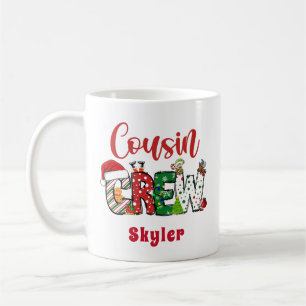 Custom Retro Cousin Crew Christmas Doodle Coffee Mug