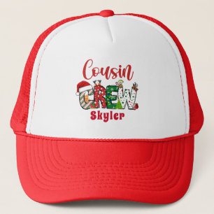 Custom Retro Cousin Crew Christmas Doodle T-Shirt Trucker Hat