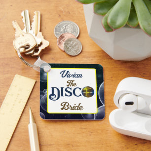 Custom Retro Disco Bachelorette Party Disco Bride Key Ring