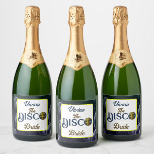 Custom Retro Disco Bachelorette Party Disco Bride Sparkling Wine Label