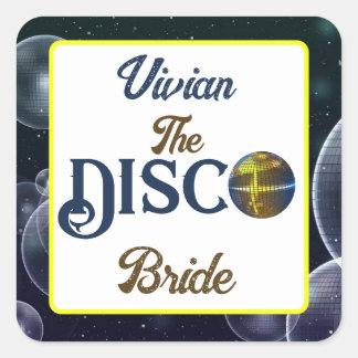 Custom Retro Disco Bachelorette Party Disco Bride Square Sticker